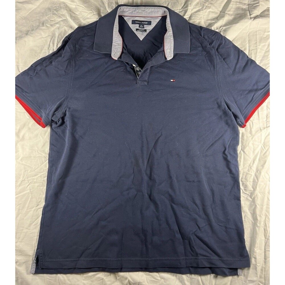 Tommy Hilfiger Mens Polo Shirt Blue Short Sleeve Size Extra Large XL